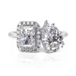 8 Carat Radiant Toi Et Moi Diamond Ring | Brilliant White | VVS | 14K White Gold - Image 2