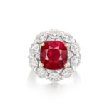 8 Carat Cushion Statement | Ruby Red | 14K White Gold | Radiant Elegance | Modern Classic