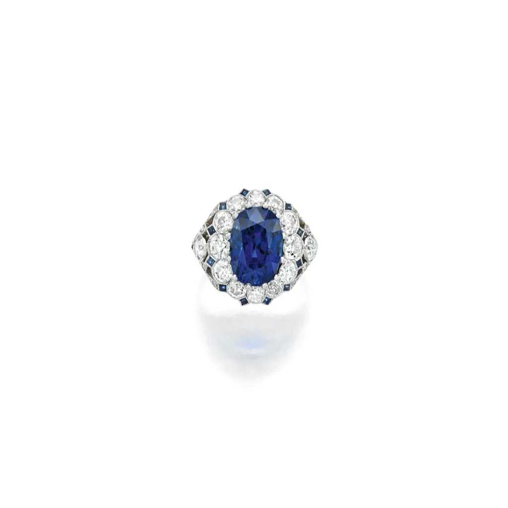 8 Carat Round Brilliant Statement | Royal Blue Sapphire | 14K White Gold | Refined Grandeur