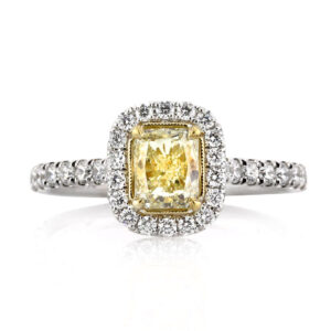 1.5 Carat Radiant Diamond Ring | Fancy Yellow | 14K White Gold | A Crown-Worthy Fancy Rarity