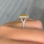 3.5 Carat Radiant Halo Diamond Ring | Fancy Yellow | 14K White Gold - Image 3