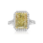 3.5 Carat Radiant Halo Diamond Ring | Fancy Yellow | 14K White Gold - Image 5