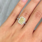 3.5 Carat Radiant Halo Diamond Ring | Fancy Yellow | 14K White Gold