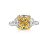 3 Carat Round Brilliant Diamond Ring | Fancy Yellow | 14K White Gold - Image 5