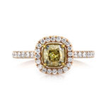 1.5 Carat Cushion Diamond Ring | Fancy Yellow | 14K White Gold | Sunlit Royal Radiance