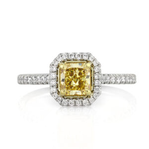 1.5 Carat Radiant Diamond Ring | Fancy Yellow | 14K White Gold | A Crown-Worthy Fancy Rarity