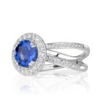 3.22 Carat Round Brilliant Diamond Ring | Royal Blue Sapphire | 14K White Gold - Image 2