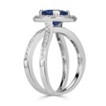 3.22 Carat Round Brilliant Diamond Ring | Royal Blue Sapphire | 14K White Gold - Image 4