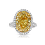 6 Carat Oval Halo Diamond Ring | Fancy Yellow | 14K White Gold | Colour-Collector’s Treasure - Image 2