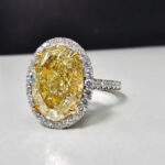 6 Carat Oval Halo Diamond Ring | Fancy Yellow | 14K White Gold | Colour-Collector’s Treasure - Image 3