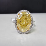 6 Carat Oval Halo Diamond Ring | Fancy Yellow | 14K White Gold | Colour-Collector’s Treasure - Image 4