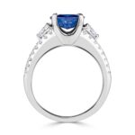 2.65 Carat Round Brilliant Diamond Ring | Royal Blue Sapphire | 14K White Gold - Image 3