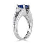 2.65 Carat Round Brilliant Diamond Ring | Royal Blue Sapphire | 14K White Gold - Image 4