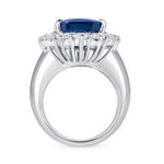 10 Carat Radiant Halo Diamond Ring | Royal Blue Sapphire | 18K Gold | Iconic Presence - Image 3