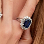 10 Carat Radiant Halo Diamond Ring | Royal Blue Sapphire | 18K Gold | Iconic Presence - Image 6