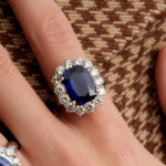 10 Carat Radiant Halo Diamond Ring | Royal Blue Sapphire | 18K Gold | Iconic Presence - Image 7