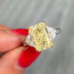 3 Carat Oval Diamond Ring | Fancy Yellow | 14K White Gold | Sunlit Royal Radiance - Image 2