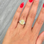 3 Carat Oval Diamond Ring | Fancy Yellow | 14K White Gold | Sunlit Royal Radiance - Image 3