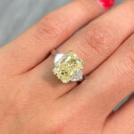3 Carat Oval Diamond Ring | Fancy Yellow | 14K White Gold | Sunlit Royal Radiance - Image 4