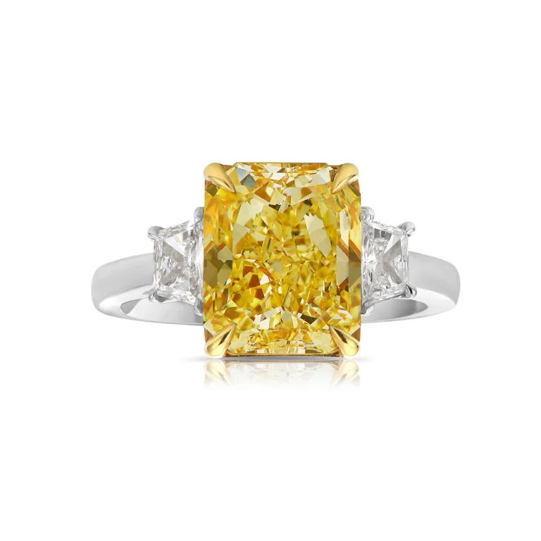 4.01 Carat Radiant Cut Statement | Fancy Yellow | 14K White Gold