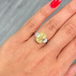 4.07 Carat Radiant Diamond Ring | Fancy Yellow | 14K White Gold - Image 3