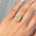 5 Carat Radiant Halo Diamond Ring | Fancy Yellow | 14K White Gold - Image 3
