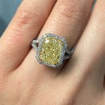 5 Carat Radiant Halo Diamond Ring | Fancy Yellow | 14K White Gold - Image 4
