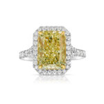 5 Carat Radiant Halo Diamond Ring | Fancy Yellow | 14K White Gold - Image 6