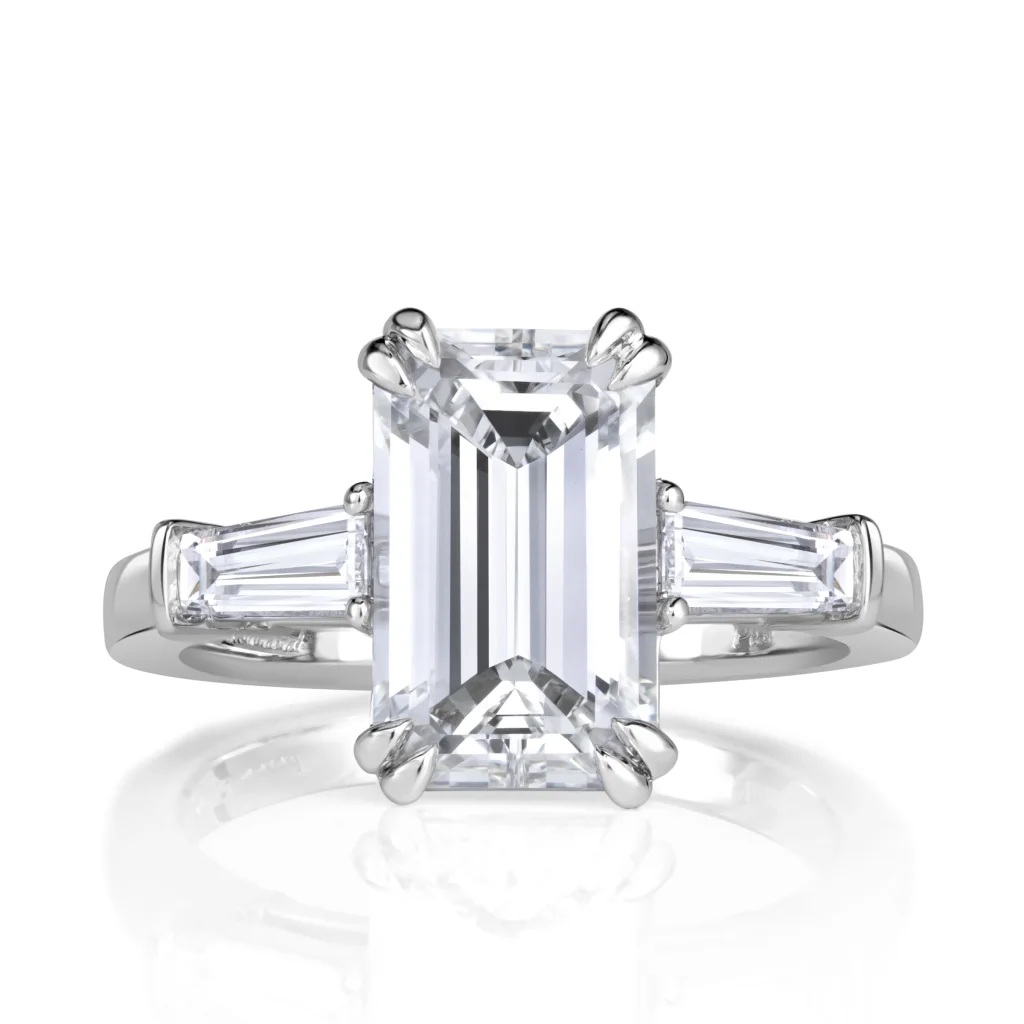 4 Carat Emerald Diamond Ring | 14K White Gold | Effortless Elegance