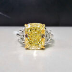 5.34 Carat Cushion Diamond Ring | Fancy Yellow | 14K White Gold - Image 3