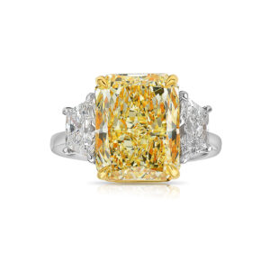 5.34 Carat Cushion Diamond Ring | Fancy Yellow | 14K White Gold