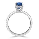3.04 Carat Cushion Diamond Ring | Royal Blue Sapphire | 14K White Gold | Effortless Elegance - Image 3