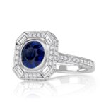 3 Carat Cushion Diamond Ring | Royal Blue Sapphire | 14K White Gold | Quiet Power - Image 2