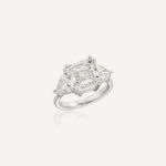 4.05 Carat Assher Cut Statement | Brilliant White / D color | FL/IF | 14K White Gold