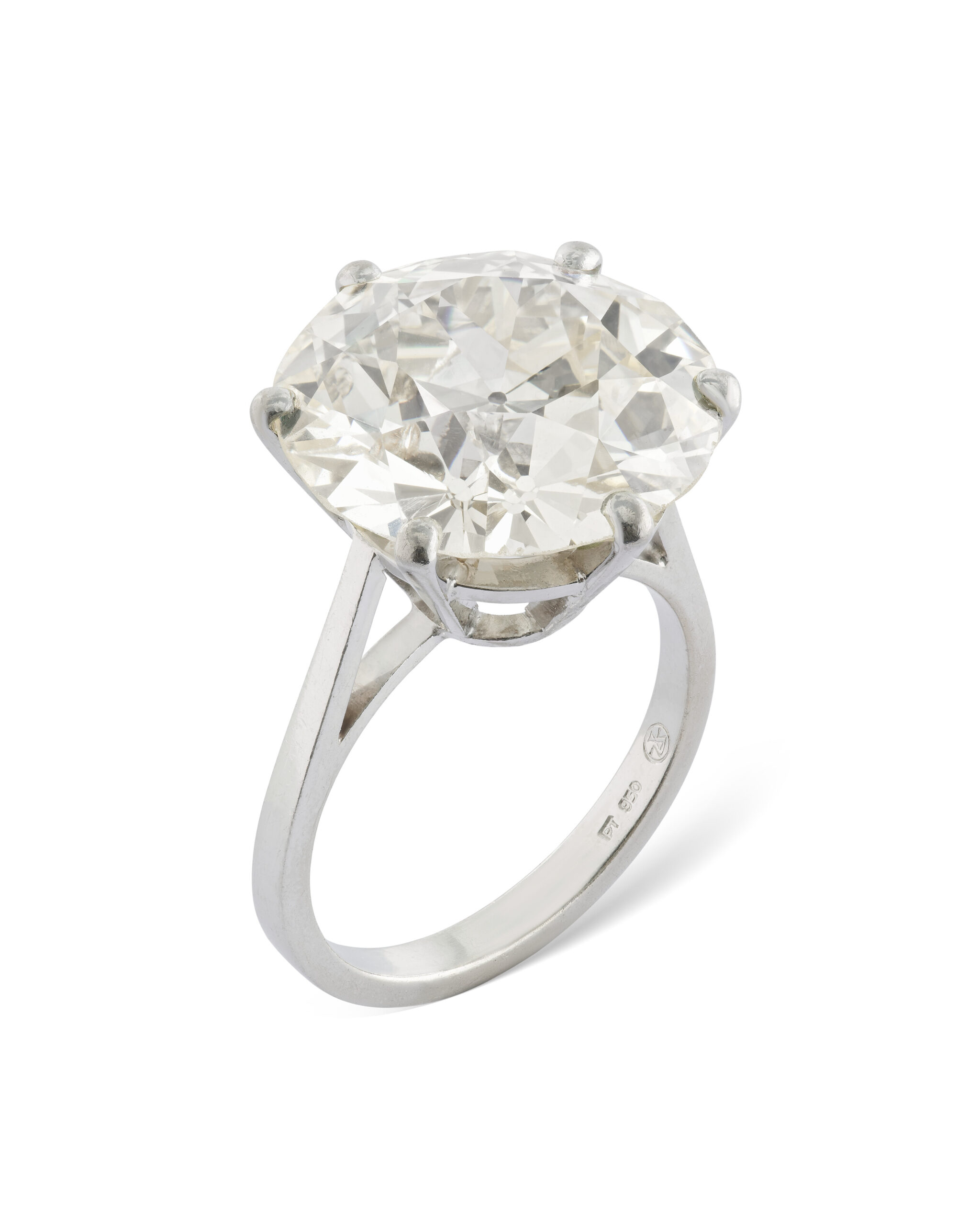 diamond-ring-old-european-brilliant-cut-diamond-of-12-08-carats-platinum-650-000-front-view-primary.jpg 12.08 Carat Round Brilliant Statement | Brilliant White | 18K Gold - Image 1
