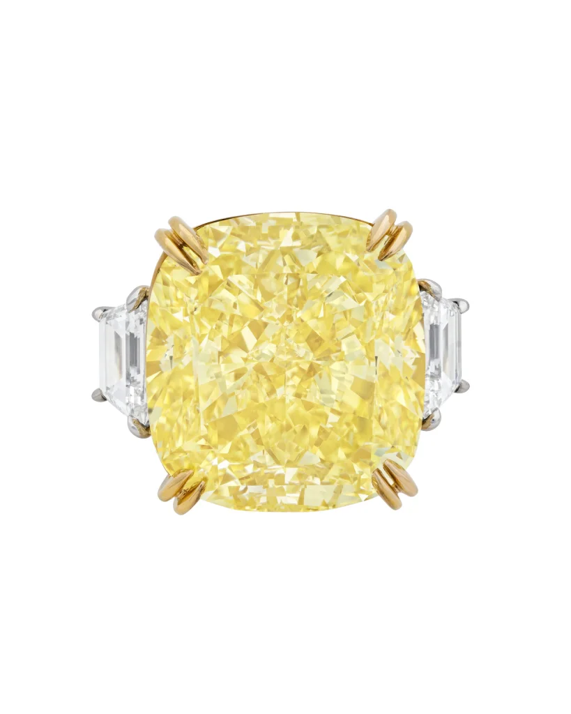 20 Carat Cushion Statement | Fancy Yellow | 14K White Gold | Sunlit Royal Radiance