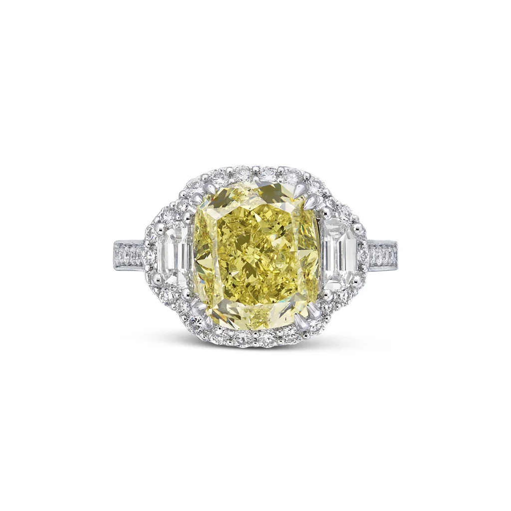 5 Carat Cushion Statement | Fancy Yellow | 14K White Gold | A Crown-Worthy Fancy Rarity