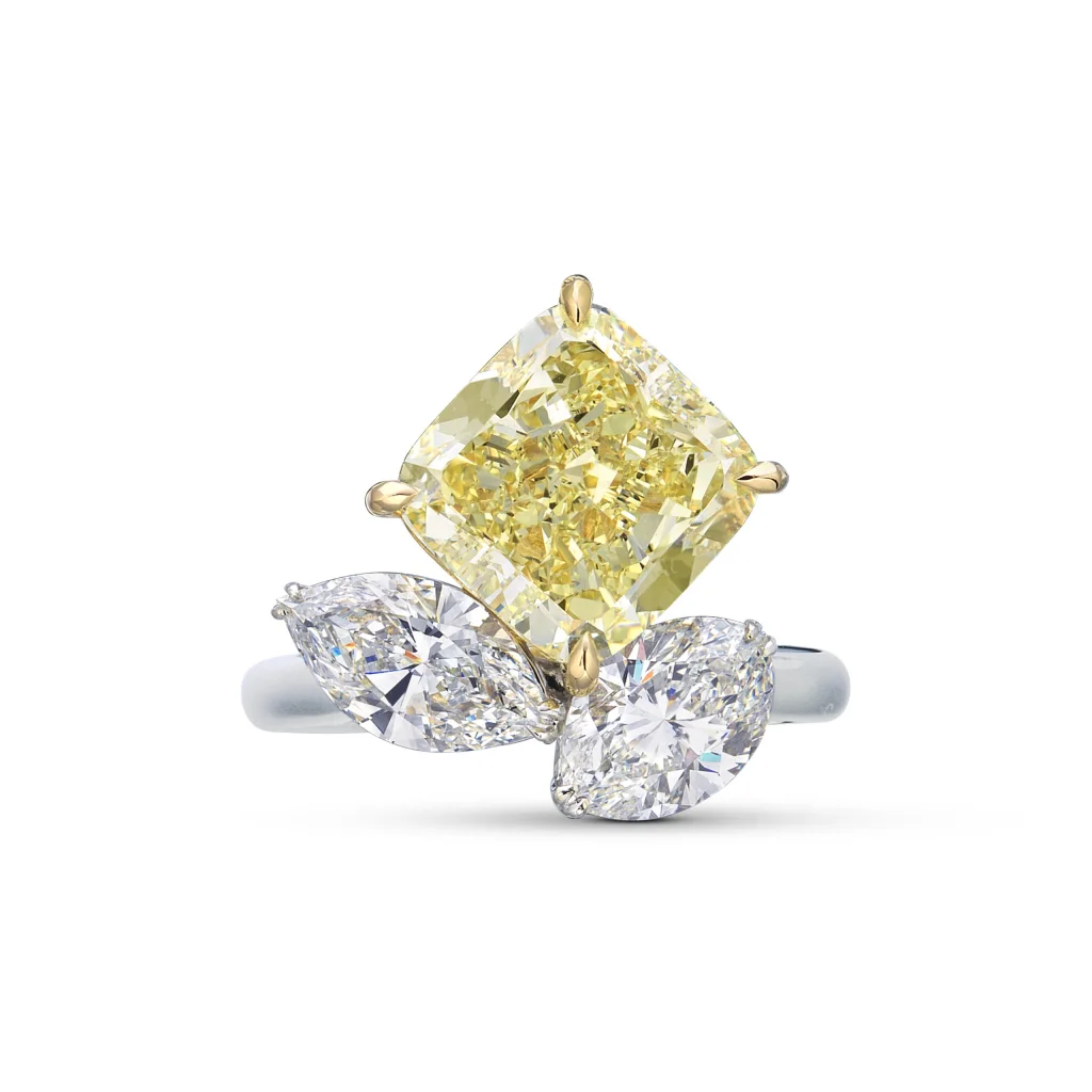 6 Carat Cushion Statement | Fancy Yellow | 14K White Gold | Sunlit Royal Radiance | Heirloom