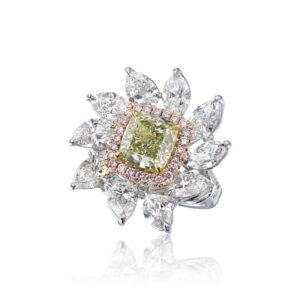 3.1 Carat Cushion Statement | Fancy Yellow | 14K White Gold | Colour-Collector’s Treasure