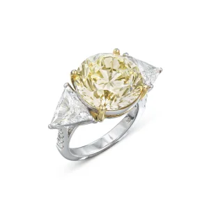 10 Carat Round Brilliant Statement | Fancy Yellow | 14K White Gold | Sunlit Royal Radiance