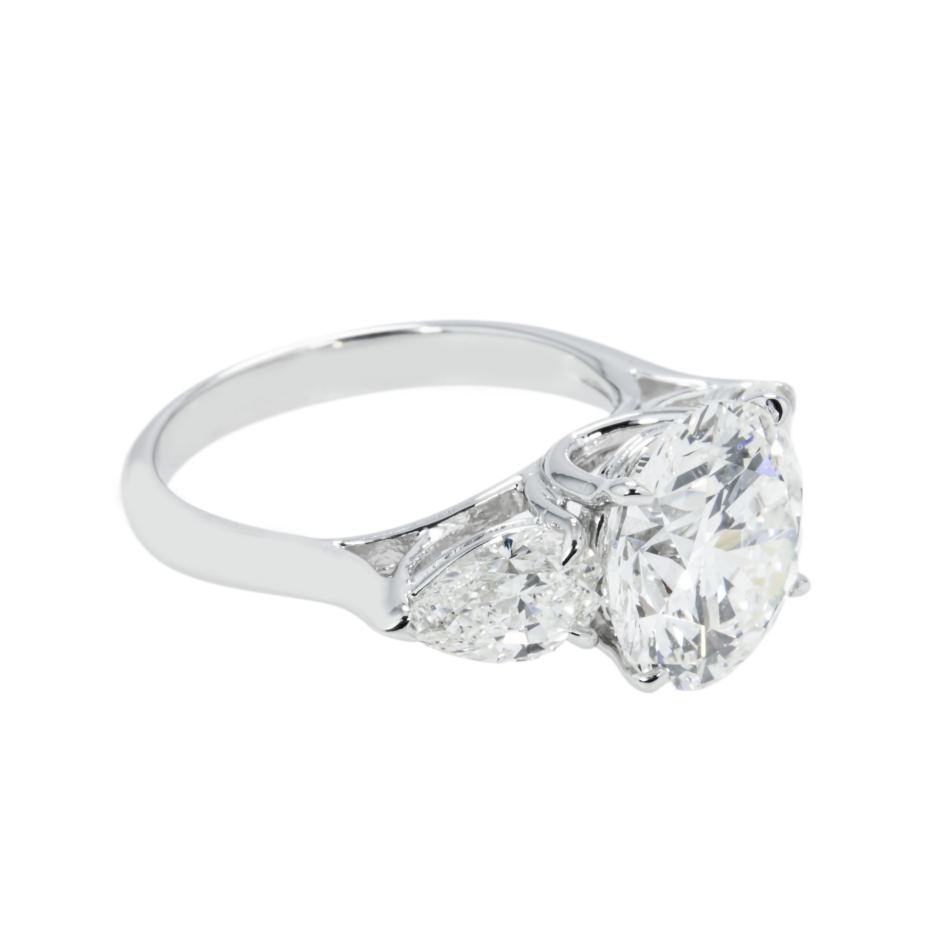 gia-14k-white-gold-4-86ct-round-diamond-triple-engagement-ring-6-47ctw-265000-front-view-primary.jpg 6.47 Carat Round Brilliant Diamond Ring | Brilliant White | 14K White Gold - Image 1