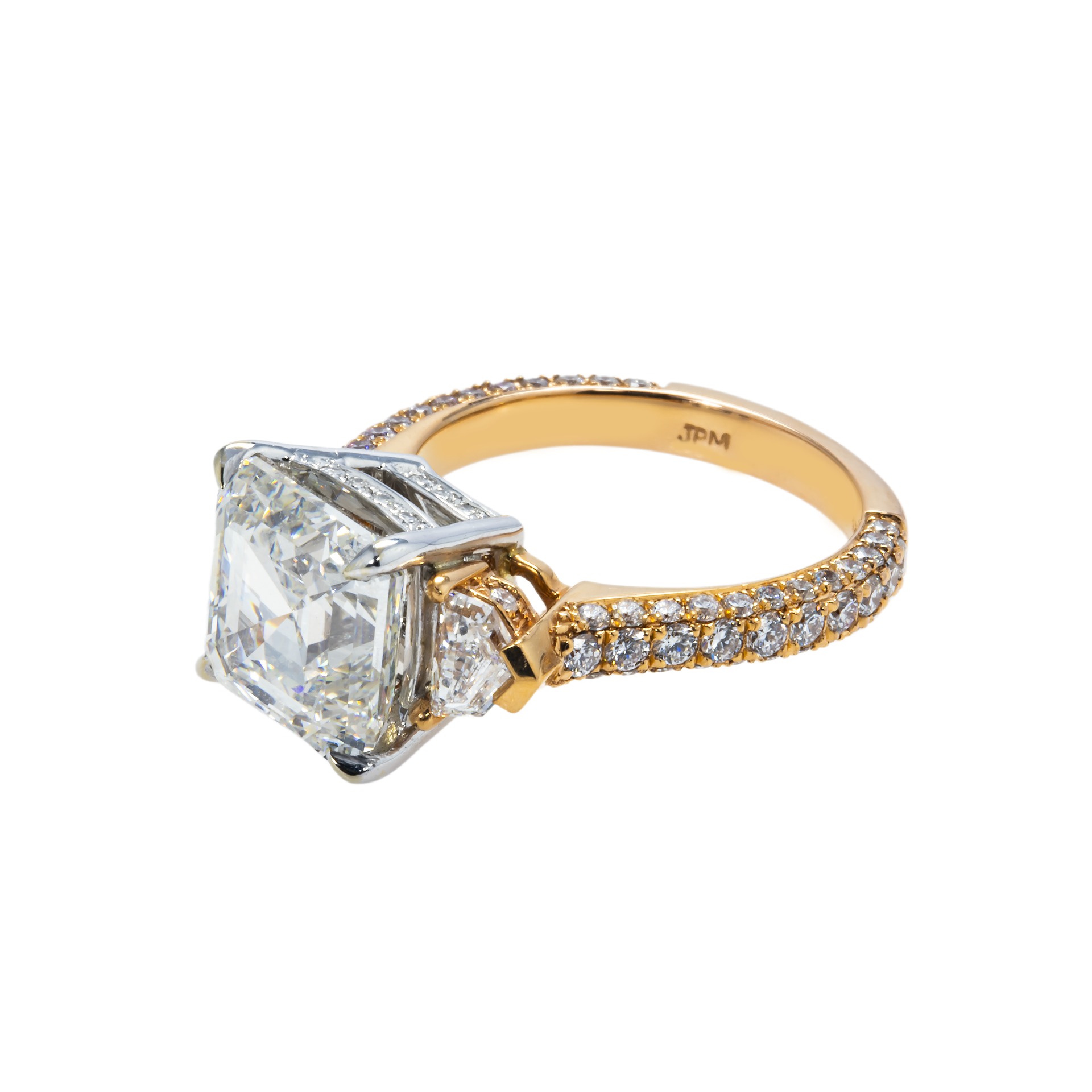 gia-18k-rose-gold-asscher-cut-diamond-engagement-ring-7-82ctw-165000-front-view-primary.jpg 7.82 Carat Asscher Diamond Ring | Brilliant White | 18K Rose Gold | Refined Grandeur - Image 1