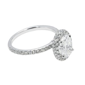 2.22 Carat Oval Halo Diamond Ring | Brilliant White | 18K White Gold | Quiet Power