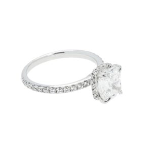 2.43 Carat Cushion Diamond Ring | Brilliant White | 18K White Gold | Effortless Elegance