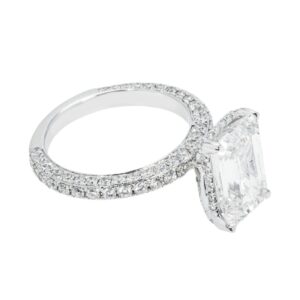 6.61 Carat Emerald Diamond Ring | 18K White Gold | Radiant Elegance