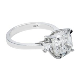 5.42 Carat Asscher Diamond Ring | Brilliant White | 18K White Gold
