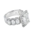8.03 Carat Emerald Diamond Ring | 18K White Gold | Radiant Elegance