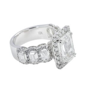 8.03 Carat Emerald Diamond Ring | 18K White Gold | Radiant Elegance