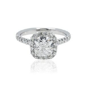 2.01 Carat Cushion Halo Diamond Ring | Brilliant White | 18K Gold | Effortless Elegance