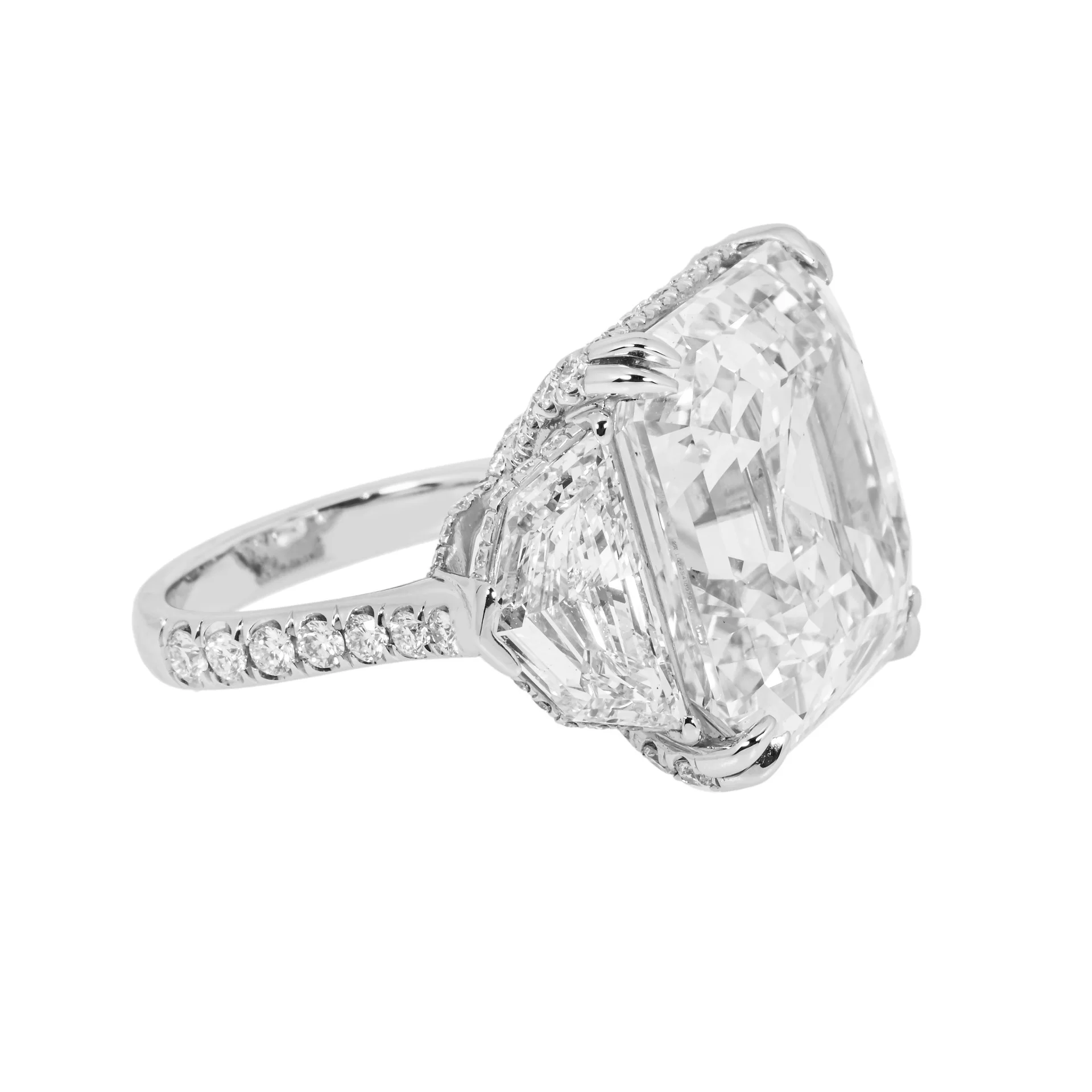 GIA certified 21.23 carat Asscher cut diamond ring in platinum